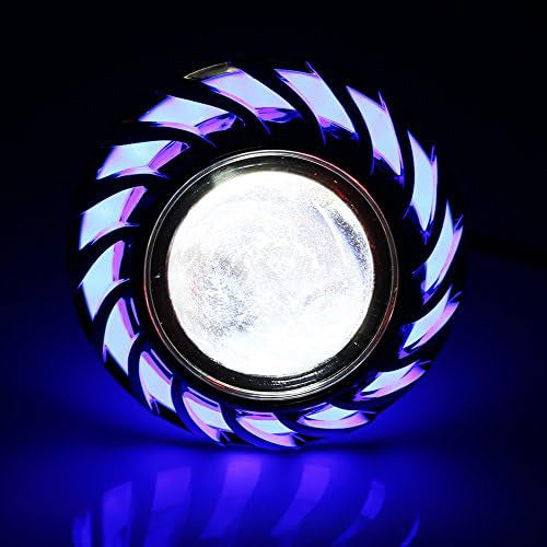 Premium Cruiser Headlight, Custom Bike Headlight, Blue, Angel/Devil Eye, LED Halo, Front 