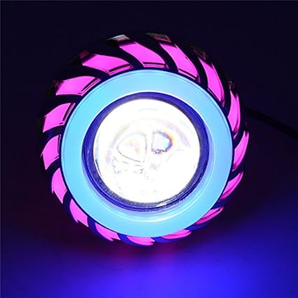 Ultimate Cruiser Headlight, Custom Bike Headlight, Pink and Blue Angel/Devil Eye, LED Halo, Front 