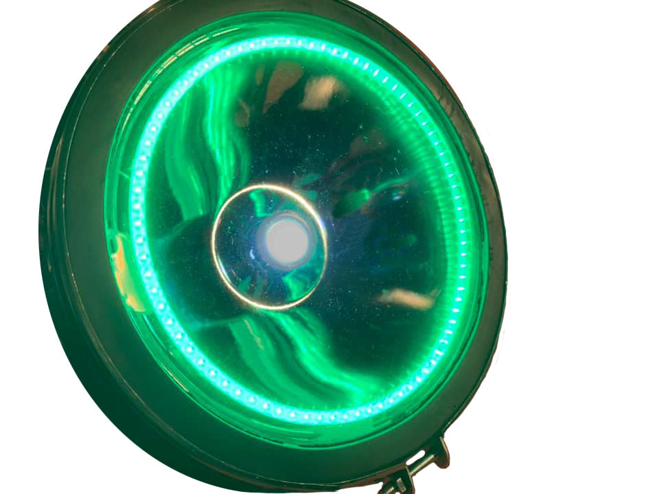 Deluxe Cruiser Headlight, Custom Bike Headlight, Green Color, Front 