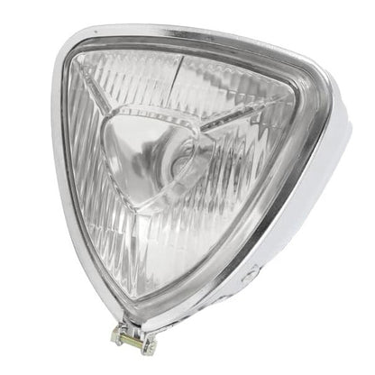 Triangle Dorito Cruiser Headlight, Custom Bike Headlight, Chrome and Clear