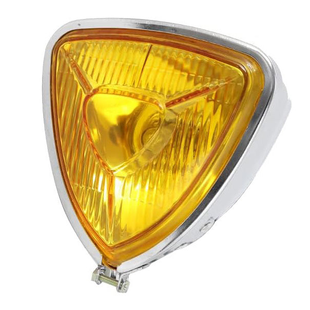 Triangle Dorito Cruiser Headlight, Custom Bike Headlight, Chrome and Yellow