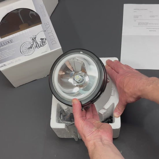 Deluxe Cruiser Headlight Unboxing Video, custom bike headlight